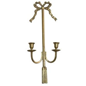 BRASS Bow Wall Sconce Candle Holder Cottagecore Wall Art
